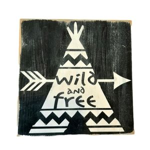 🍒4 for $20🍒 WILD AND FREE Wooden Art Painted Rustic Farmhouse Wood Sign Decor